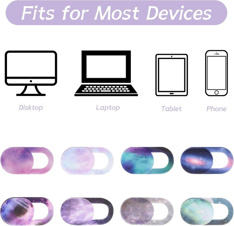 JIYIN 8PCS Laptop Camera Cover Slide, Starry Sky Webcam Cover Slide Phone Camera Cover, Ultra-Thin Computer Camera Cover Slide Blocker Slider Privacy Cover for Laptop Desktop PC Tablet(Starry Sky) - Image 5